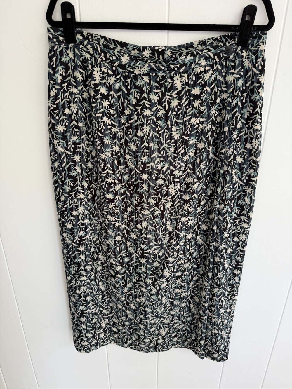 Vintage Blue Floral Faux Wrap Skirt